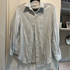 Aritzia Oversized Baby Blue Button up